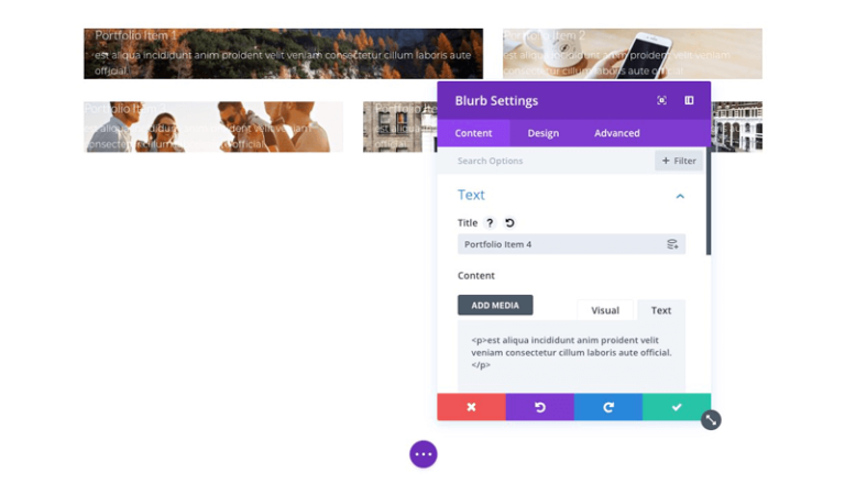 Create Interactive Portfolio Section Using Blurb Modules in Divi | B3 ...
