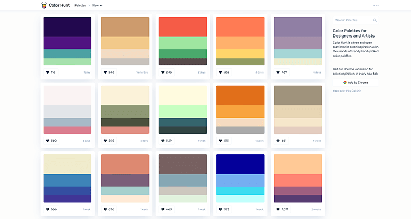 Color Palettes for Designers and Artists - Color Hunt